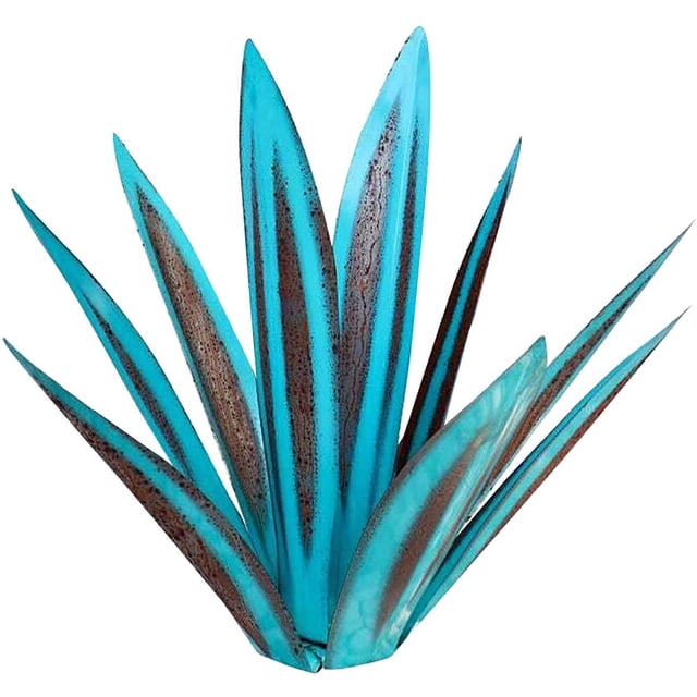 Planta de agave de metal para decoración de jardín, escultura de tequila rústica roja, adecuada para adornos de césped de interior (27 cm, azul esmeralda) Sailing Electrónica