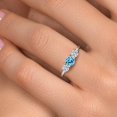 thumbnail image 4 of Gem Stone King 14K White Gold Swiss Blue Topaz & White Lab Grown Diamond 3-Stone Engagement Ring | 1.19 Cttw | Round 5MM and 4MM | Three Stone Wedding Anniversary Promise Ring for Women (Size 8), 4 of 6