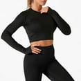 thumbnail image 3 of XFLWAM Women's Workout Shirts Long Sleeve Yoga Gym Basic Crop Tops Athletic Compression Tee Tops, 3 of 4
