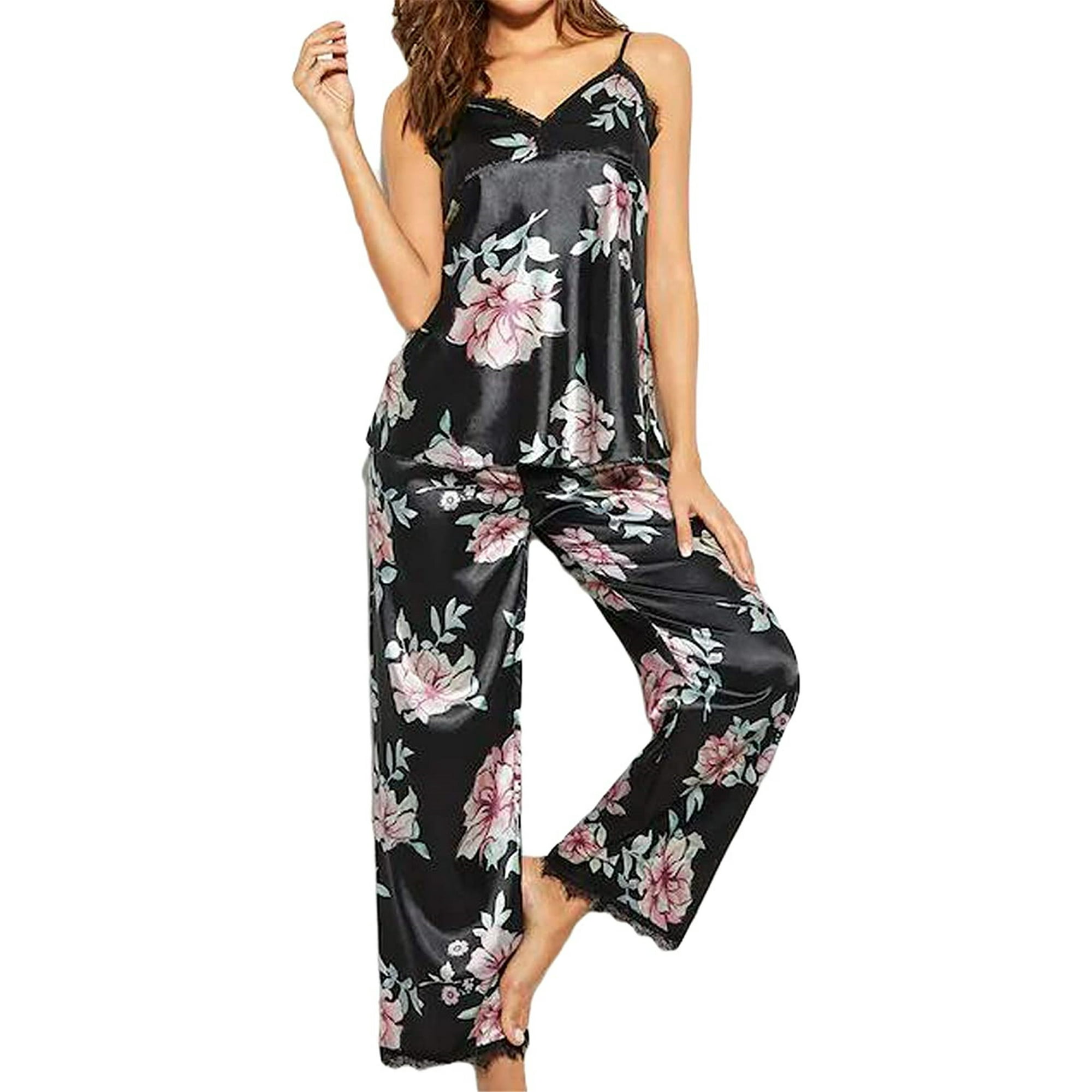 Floral satin pajama set new arrivals