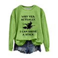 thumbnail image 2 of YVNAURA Why Yes Actually I Can Drive A Stick Witch Sweatshirt for Women Funny Sarcastic Halloween Pullover Crewneck Long Sleeve Broomstick Joke Tee Fall Spooky Season Top 1 Pack, Mint Green,XXL, 2 of 4