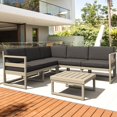 thumbnail image 3 of Luxury Commercial Living 2 Piece Taupe Patio Sectional Lounge Set with Charcoal Sunbrella Cushion, 3 of 3