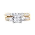 thumbnail image 4 of 14kt Yellow Gold Womens Princess Diamond Bridal Wedding Engagement Ring Band Set 1.00 Cttw, 4 of 4