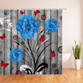 thumbnail image 2 of Rustic Dahlia Shower Curtain Farm Floral Orange Flower Butterfly Abstract Branch Vintage Wooden Plank Shabby Barn Door Retro Farmhouse Spring Plant Fabric Bathroom Curtain with Hook84"Wx72"H, 2 of 3