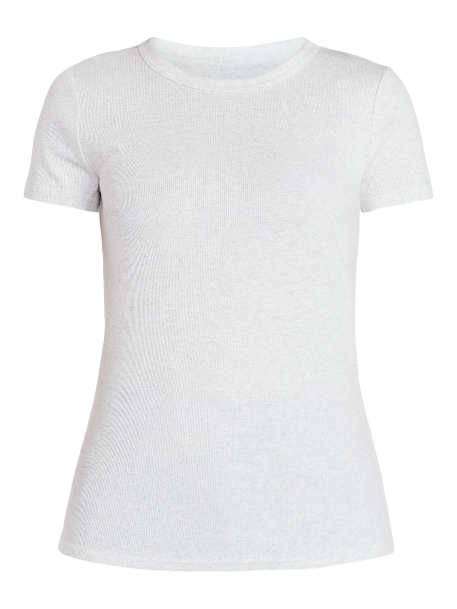 Time and Tru Women's Ribbed Tee with Short Sleeves, Sizes XS-XXXL