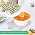 thumbnail image 3 of Yayeee Pot Holders Kitchen Heat Resistant with Pockets 7"x9.8" Cotton Oven Cooking Hot Pads, Green Stripe Flowers, 3 of 7