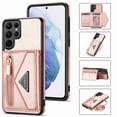 thumbnail image 6 of K-Lion for Samsung Galaxy S22 Ultra Leather Wallet Case, Zipper Pocket Card Slots Kickstand Function Adjustable Crossbody Shoulder Strap Shockproof Purse Phone Case for Samsung Galaxy S22 Ultra,Pink, 6 of 6