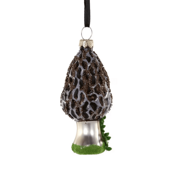 MOREL Mushroom Glass Christmas Ornament, by Cody Foster