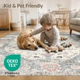 thumbnail image 4 of ODIKA 9'x12' Washable Area Rug Low Pile, Flatwoven, Large Vintage Beige Farmhouse Ornamental Border Dining Table for Great Room, Indoor Concept, Living, 4 of 7