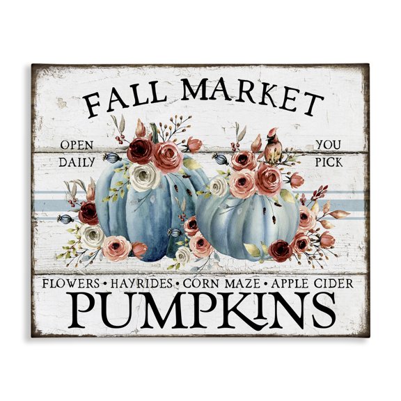 Stupell Industries Fall Market with Roses Holiday Painting Gallery Wrapped Canvas Art Prints Wall Art, 20 x 16