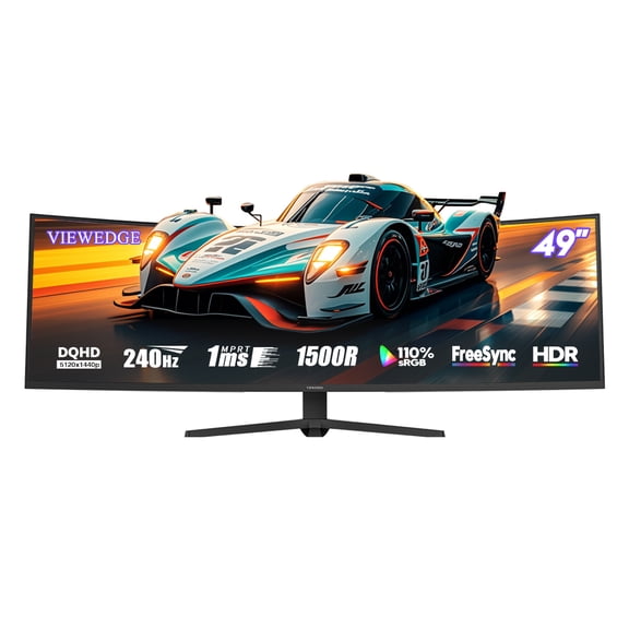 Viewedge 49" Curved Monitor Ultrawide Gaming 240Hz 1ms 32:9 5K 5120 x 1440P Computer Monitor, R1500, 110% sRGB, DisplayPort, HDMI,Support Crosshair and Wall Mount