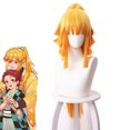 thumbnail image 2 of Peluca de Anime Kimetsu no Yaiba Agatsuma Zenitsu, disfraz de cosplay, cola de caballo larga, pelucas de cabello sintético resistentes al calor, 2 of 5
