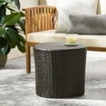 thumbnail image 5 of Rattan Barrel Side Table Indoor Outdoor Accent Furniture with Storage Shelf Brown Multi Wicker End Table for Living Room Bedroom Patio Lightweight Easy Assembly Weather-Resistant, 5 of 9