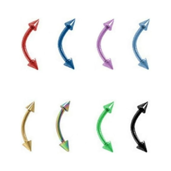 Eyebrow Ring Neon Anodized Titanium Spiked Cartilage Piercing Tragus 16G 8MM