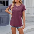 thumbnail image 4 of Women Blouses Fit Short Loose Fitted Shirt Teen Blouses Tops Dressy Crop Short Sleeve Tops for Women Christmas Shirt Dressy Long Sleeve Teen Girl Long Rayon Shirts for Tunic Shirts Wine L, 4 of 9