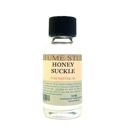 Honey Suckle Perfume Oil for Perfume Making, Personal Body Oil, Soap, Candle Making & Incense; Splash-On Clear Glass Bottle. Undiluted & Alcohol Free (1oz, Honey Suckle Fragrance
