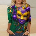 thumbnail image 2 of QATAINLAV Mardi Gras Shirts for Women 3/4 Sleeve Mask Graphic Blouse Carnival Themed Tees Party 3D Print Tops Funny Gifts Parade Tshirt Multicolor XXXL Weekly Prime, 2 of 6