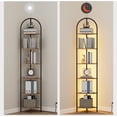 thumbnail image 4 of Estantería Esquinera de 6 Niveles, Librería de Esquinera con Luz LED, Estante de Esquina de Almacenamiento para Esquina de Pared, Estantería para Oficina, Salón, Dormitorio, Marrón Rústico y Negro, 4 of 8
