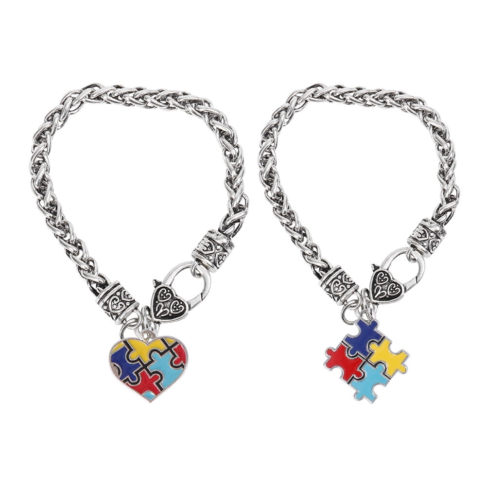 Bracelets Autism Awareness Puzzle Small Charm Bracelet Colorful