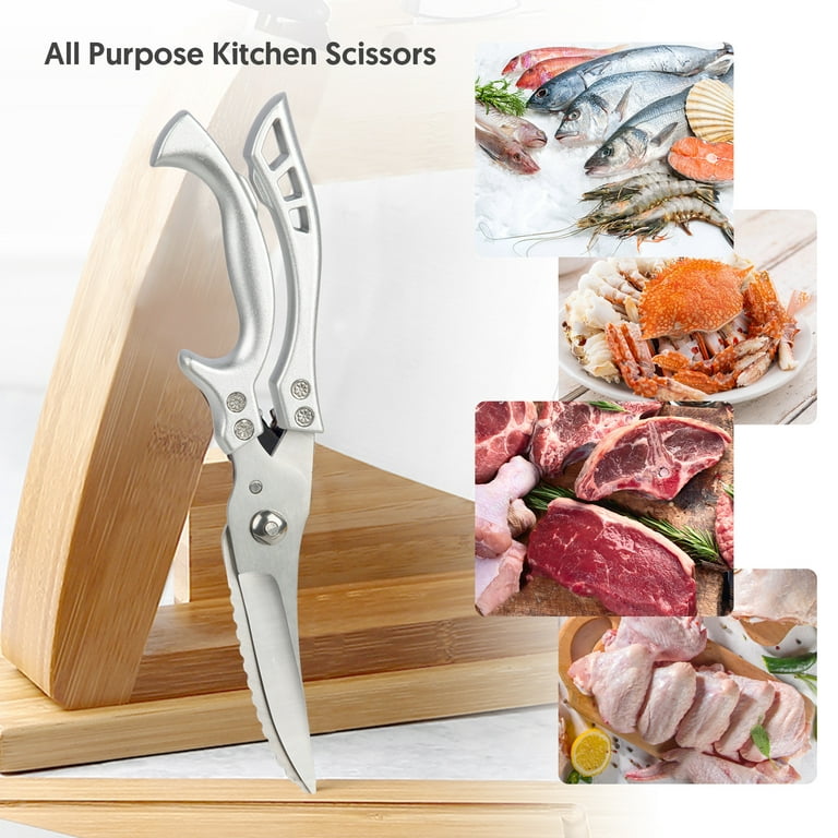  WALLOP Kitchen Shears - Heavy Duty Shears - Stainless Steel  Kitchen Scissors Multi-Purpose Poultry Shears for Chicken, Food, Meat,  Fish, Vegetable - Natural Pakkawood Handle with Gift Box : Home & Kitchen