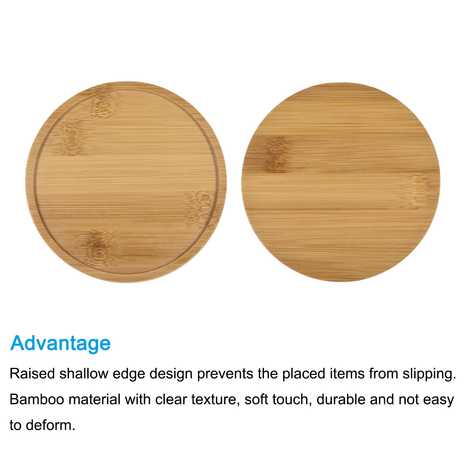 Unique Bargains Plant Pot Saucers OD Bamboo Round Flower Drip Tray for Indoors 4.7 Inch