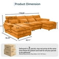 thumbnail image 2 of 110 U-Shaped Couch, Orange Cloud Modular Sectional Sofa, 4 Seats with Pillows for Living Room, Ultra Comfy Chenille Fabric, Deep Double Cushions, 2 of 10