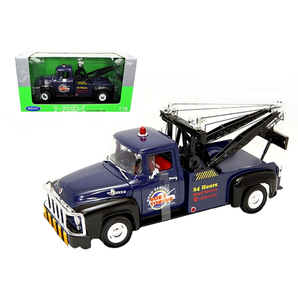 1956 Ford F-100 Tow Truck Bob's Towing Blue 1/18 Diecast Car Model by Welly - Walmart.com