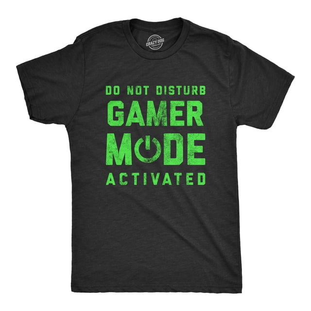 Mens Do Not Disturb Gamer Mode Activated T Shirt Funny Video Game Lover Tee for Guys (Heather Black) - M