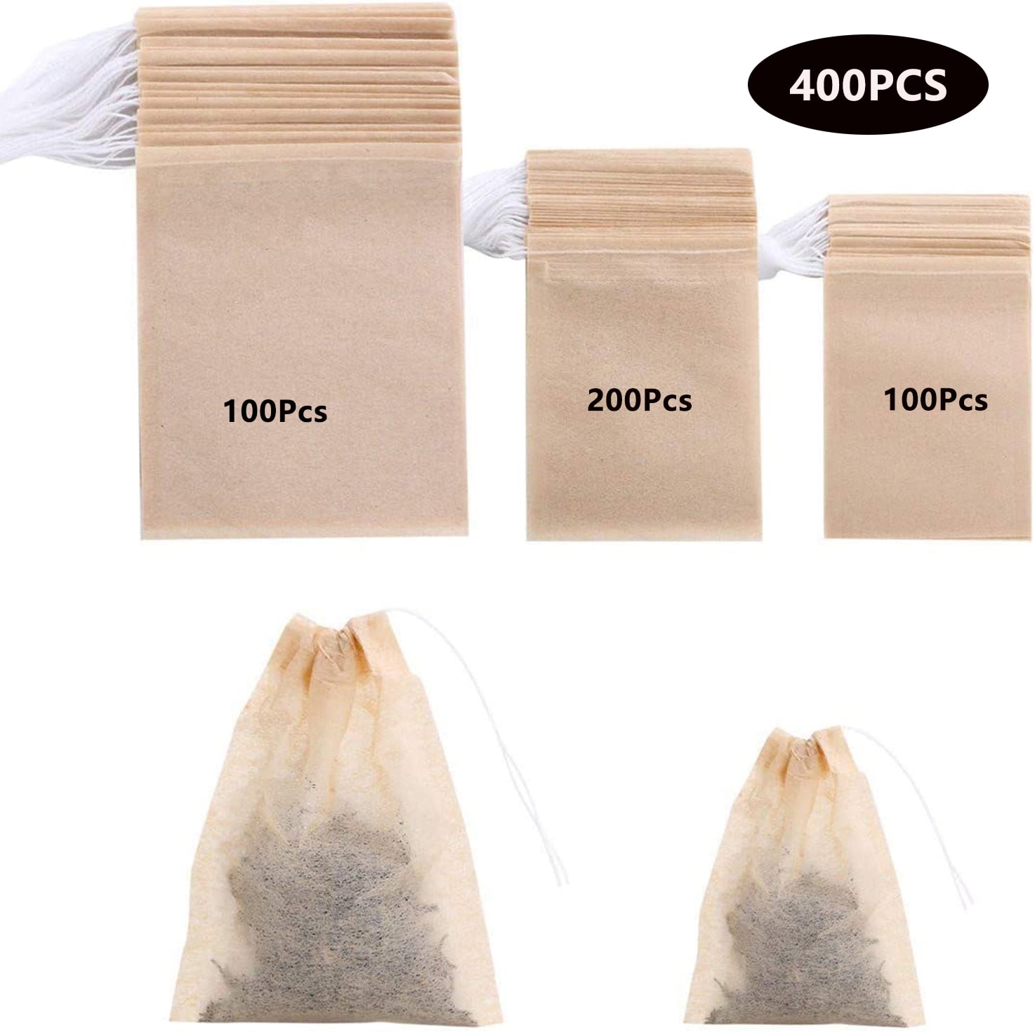 400Pcs Disposable Tea Filter Bags Drawstring, Paper Tea Infuser