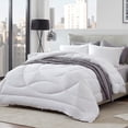 thumbnail image 4 of SLEEP ZONE Reversible King Size Cooling Comforter, Soft Breathable Bedding Down Alternative Comforter Warm for All Seasons, White, 4 of 4