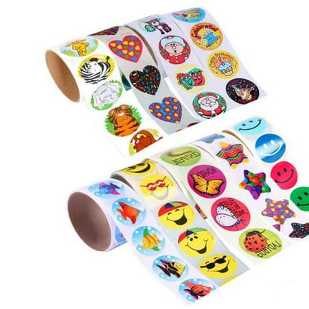 Embroidered 3 D Stickers - 100pcs/1 Roll Reward Kids Roll Sticker Star Scrapbooking 3D Cartoon Characters