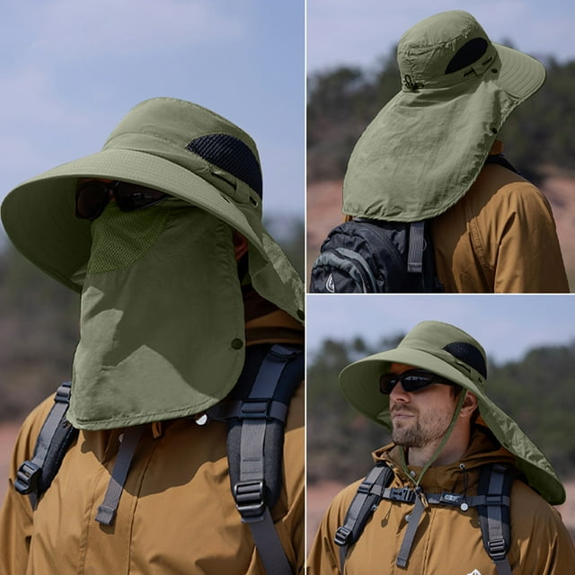 Men's Outdoor Face Hat Mountaineering Fishing Sun Shade Sunscreen Hat Large Shawl Fisherman's Hat