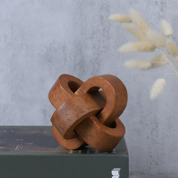Wood Chain Link Decor 3 Link Wood Knot Decor Coffee Table Decor Modern Shelf Decor Boho Chain Decor Rustic Decorative Objects for Home Living Room Bedroom Decoration