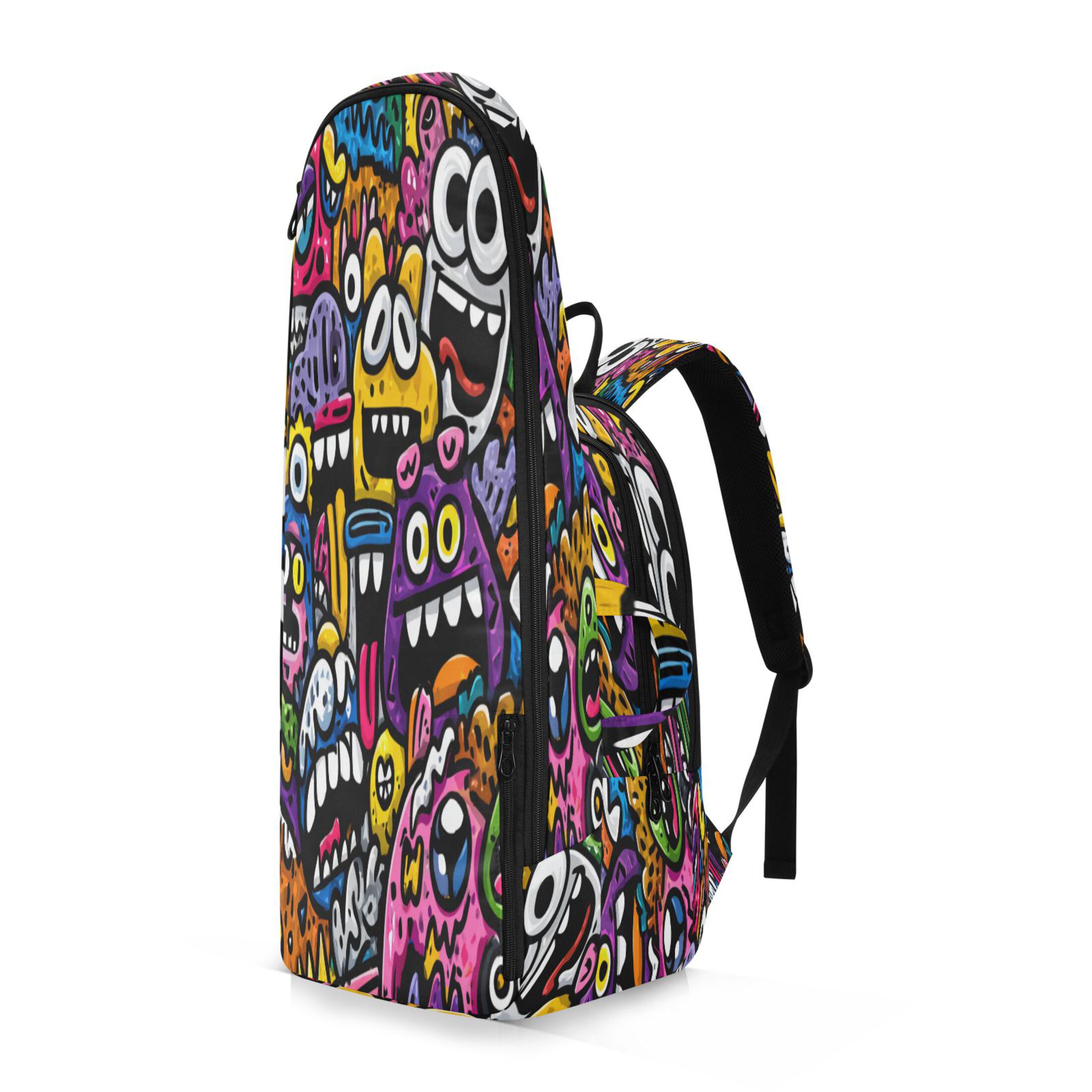 2 Racquet Holder Tennis Backpack Tennis Racket Covers Gym Bags Colorful Cartoon Monsters