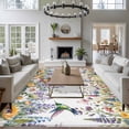 thumbnail image 3 of 5'x7' Area Rugs for Living Room Bedroom, Watercolor Floral Washable Rug Carpet Runner Indoor Outdoor, Spring Daisy Sunflowers Wisteria Hummingbird Non Slip Floor Mats Area Rug for Kitchen, Nursery, 3 of 8
