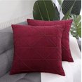 thumbnail image 2 of Velvet Throw Pillow Covers 18x18 - Criss Cross Decorative Pillow Covers for Sofa, Couch, Bed, and Living Room - Pillow Cases Set of 2 (Red Wine), 2 of 4