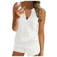 thumbnail image 2 of GZWYHT Lounge Sets for Women Comfy Sets for Women Clothing Womens Home Clothes Short Sleeved Silk Like Pajamas Womens Multicolor Suit Two Piece Sets for Women Two Piece Sets for Women Summer White XXL, 2 of 8