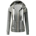 thumbnail image 5 of Dezsed Womens Active Long Sleeve Zip Up Hoodies Slim Fit Lightweight Casual Stripe Hooded Sweatshirt with Pockets Gray M Clearance, 5 of 5