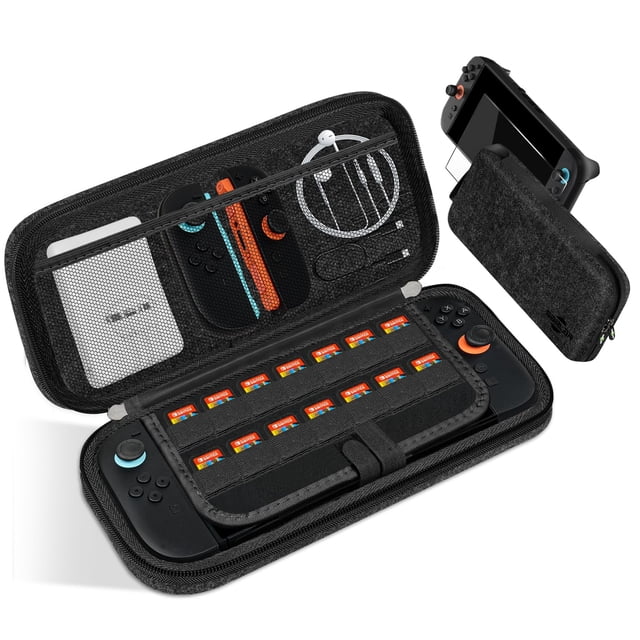 sarlar Étui Rigide de Transport et Protecteur d'Écran Compatible avec la Console Nintendo Switch 2 et Accessoires, Sac Portable et Léger avec 14 Emplacements pour Jeux, Convient au Voyage et au Rangement, Noir