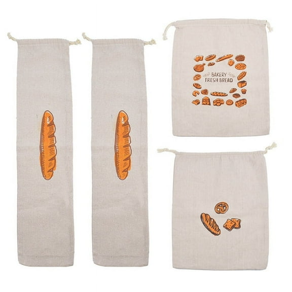Bread Bag Reusable Cotton Drawstring Storage Bag Homemade Bread Fresh Eco-Friendly Kitchen Storage B Cotton Linen