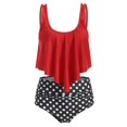 thumbnail image 1 of Women 2Pcs Padded Ruffle Strappy Crop Tops High Waist Bikini Set Swimsuit Swimwear Summer, 1 of 2