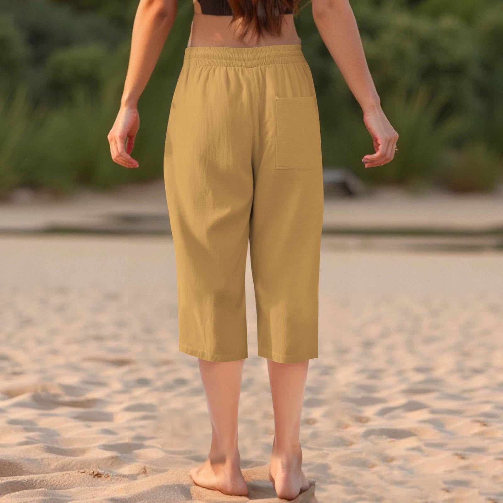 Scyoekwg Capris Pants for Women,Short Femme Drawstring