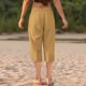 thumbnail image 3 of Pantalones Sueltos Capri para las Mujeres Casual Color Sólido Elástico Suelto Capris con Bolsillo, Pantalones de Poliéster Spandex, Lavado a Mano Casa Al Aire Libre, 3 of 6
