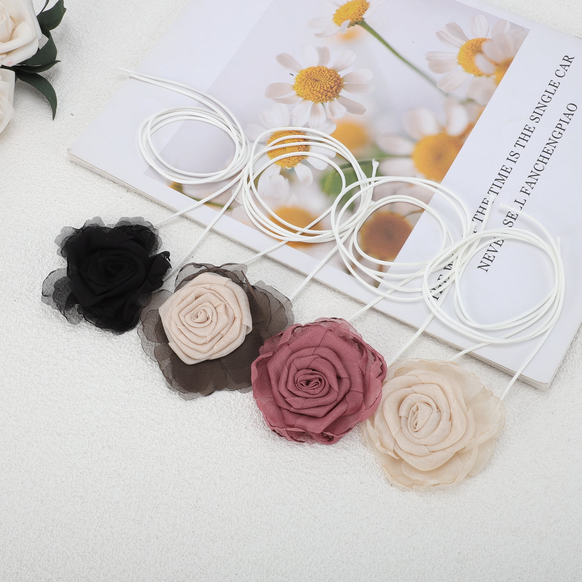 Unique Bargains Flower Choker Necklace 1Pc Apricot Gray