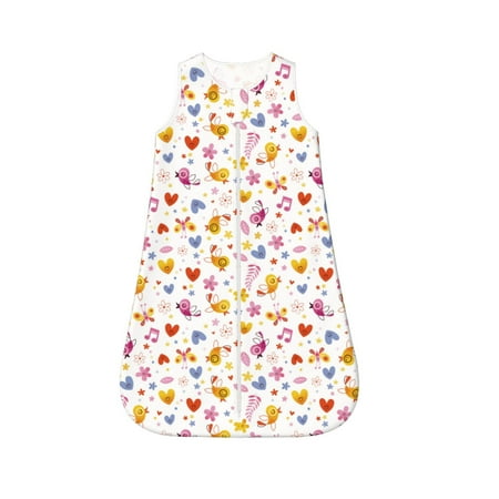 

Cauagu Cartoon Birds & Flowers for Infant Wearable Blanket Unisex Girl Boy Swaddle Transition Sack - Newborn Essentials Sleep Clothes-Large