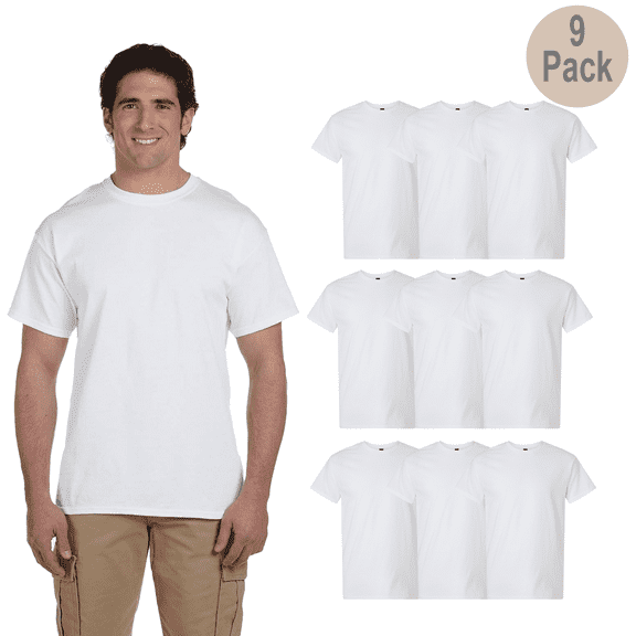 Gildan Men Crew Neck Short Sleeve T-Shirt, Light Cotton, Modern Classic Fit, Size-S, White, 9 Pack