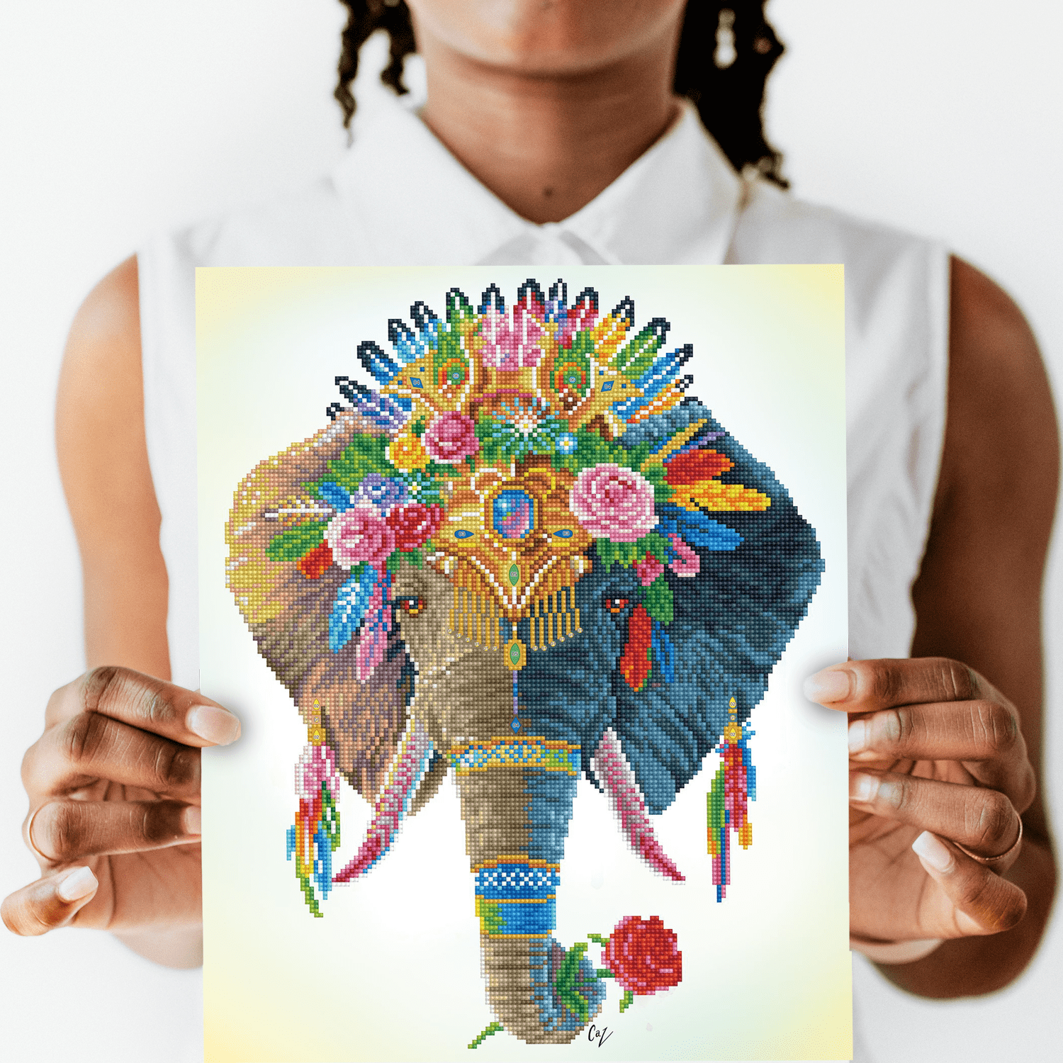 Diamond Dotz Bohemian Elephant Diamond Painting Kits for Adults - Diamond Art Kits a Relaxing Creative Craft Kit with Dotz Gems 16.1x20.1