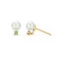 thumbnail image 1 of Boucles d'Oreilles Clous en Perles d'Eau Douce avec Pierre de Naissance, 1 of 2