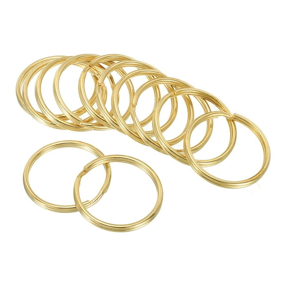 Key Rings for Keychain, 12 Pack 35mm Dia Brass Round Split Key Ring Buckles