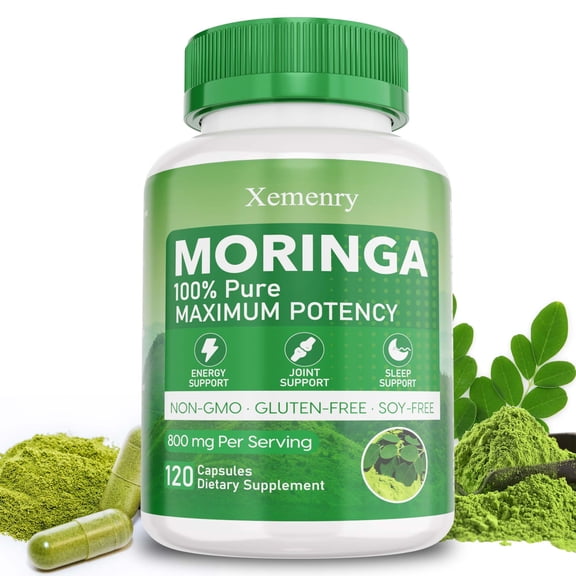 MORINGA Capsule - Complete Green Superfood - Supports Skin, Joints, Gut, Digestion, and Immune Health; Antioxidant - 120 Capsules